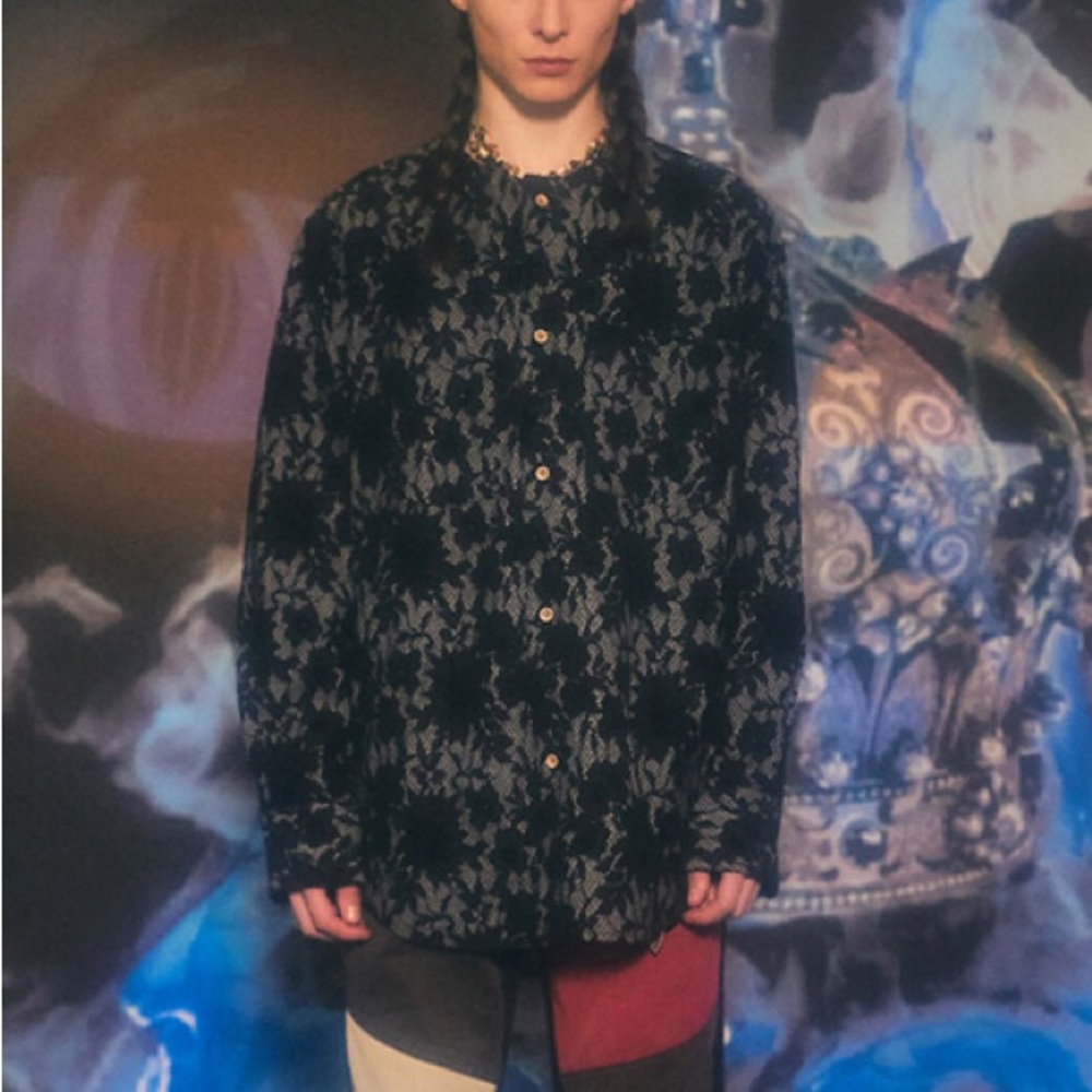 Andersson Bell Forest Collarless Embroidered shirt atb795m - large
